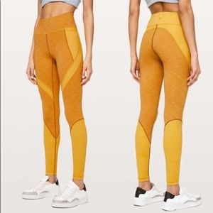 Lululemon Early Extension 28” Leggings Heathered Fools Gold Honey Lemon Size 4